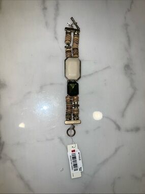 Kenneth Cole Beige and Olive Green Beaded Bracelet